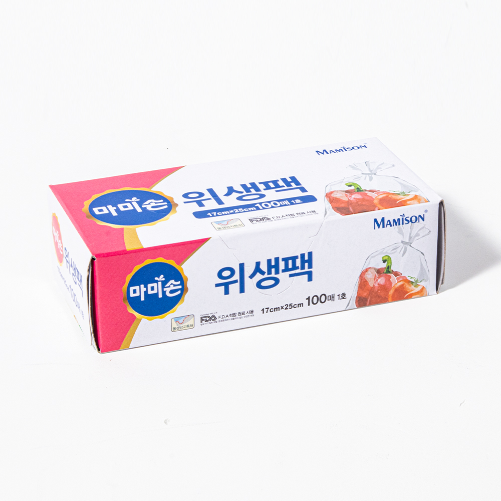 마미손 크린백 위생백 100매 일회용비닐 17x25 - 상품 이미지