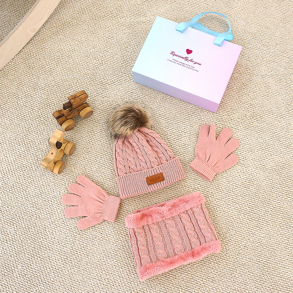 키저스 아기 유아 겨울 방한 털 모자 넥워머 목도리 장갑 3종 선물 세트 베이지