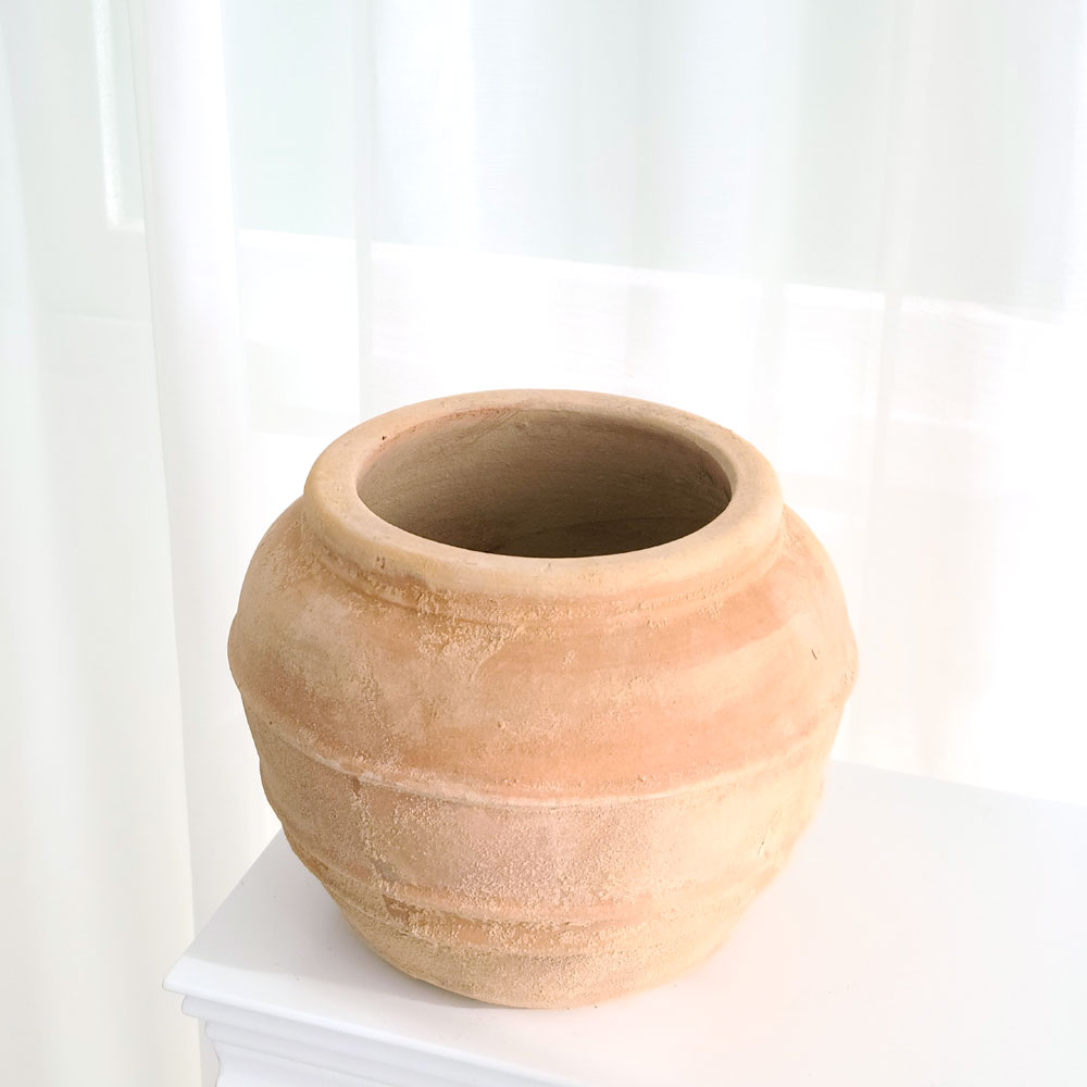 베하몰 테라원 빈티지 아쿠아 토분 가로줄물병 19x20cm - 상세 이미지 3