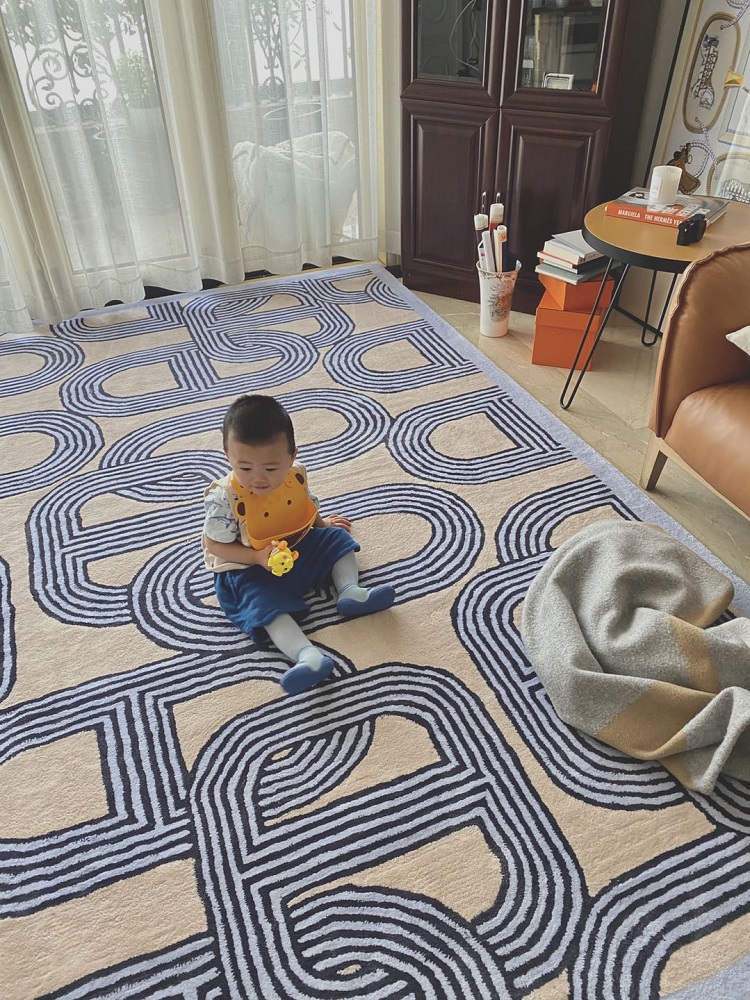 로얄홈 복코 울 러그 사이잘룩 단모 사계절 거실 침실 대형 레이온 카페트 140 x 200cm - 상세 이미지 5