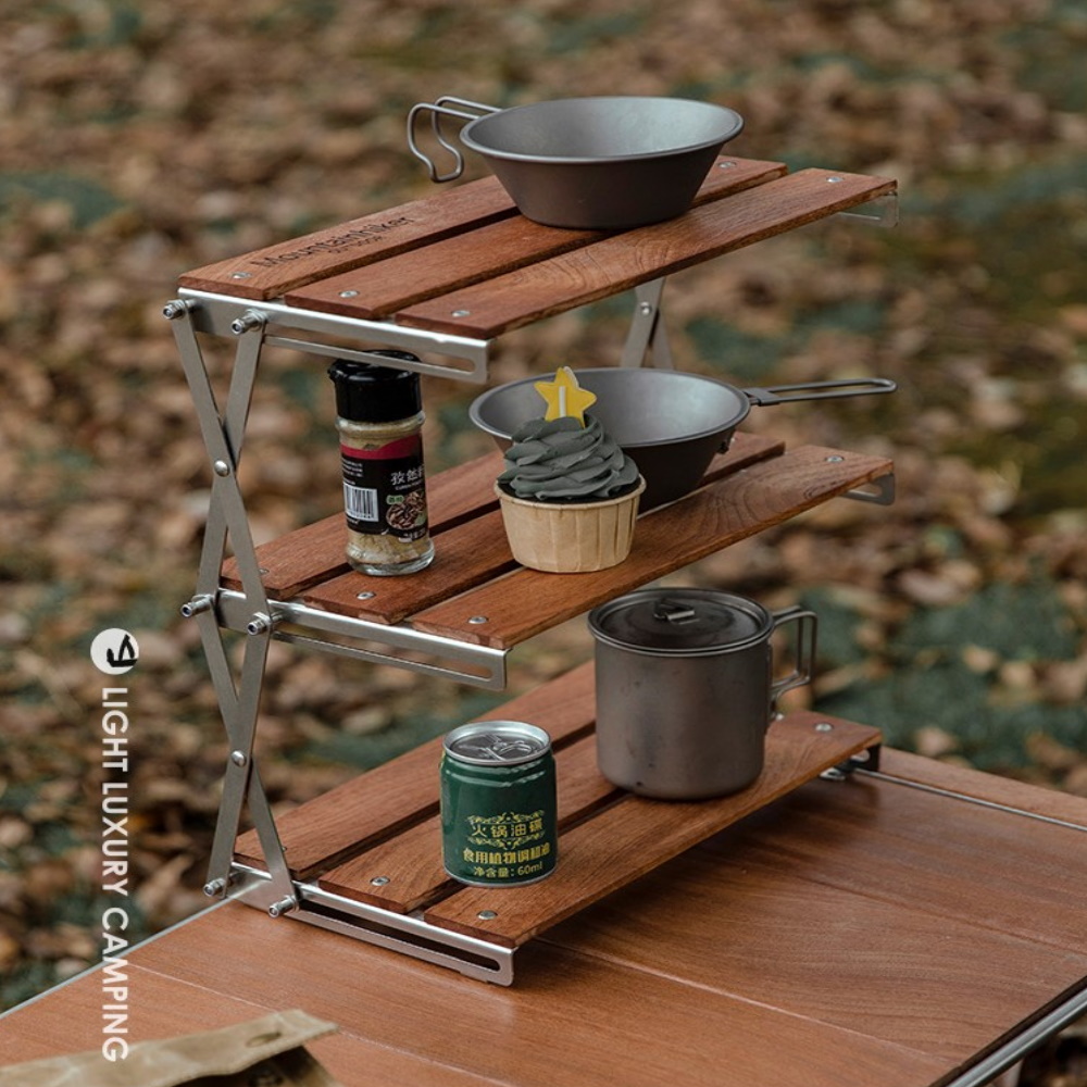 마운틴하이커 우드 쉘프 3단 선반 미니 랙 접이식 캠핑 오크
