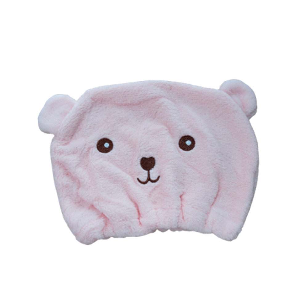 귀여운 디자인 극세사 타올모자 드라이캡 머리수건 핑크, 1장