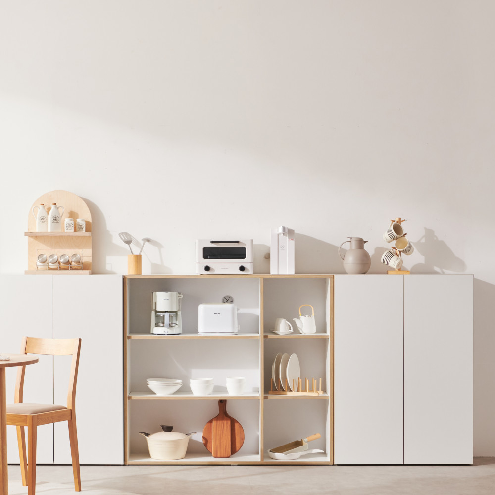 주방수납장 부엌 홈카페수납장 팬트리장 하부장 그릇장 슬림 2단 800 화이트