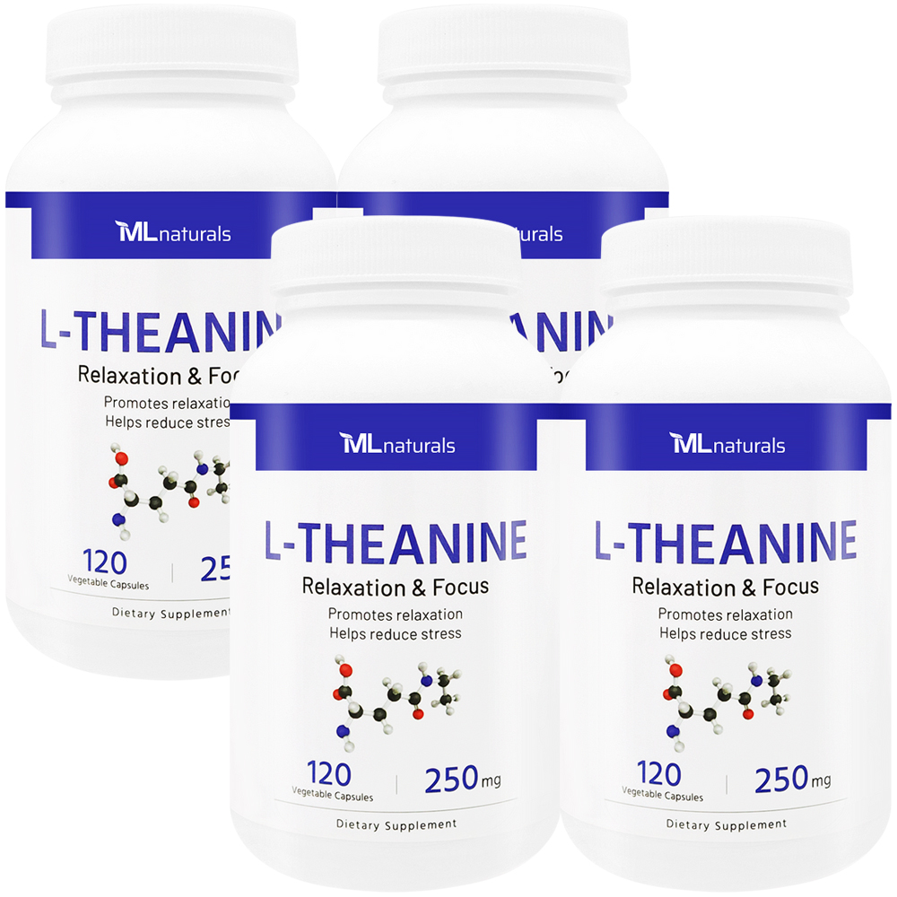 마이라이프내추럴스 엘 테아닌 L-테아닌 250mg 알약 120캡슐, 4개 제품 이미지