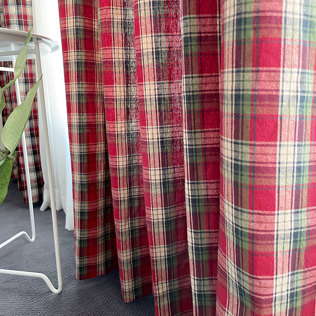 바이아미 윈터 기모 겨울 체크커튼 방한 방풍 아이방 커튼