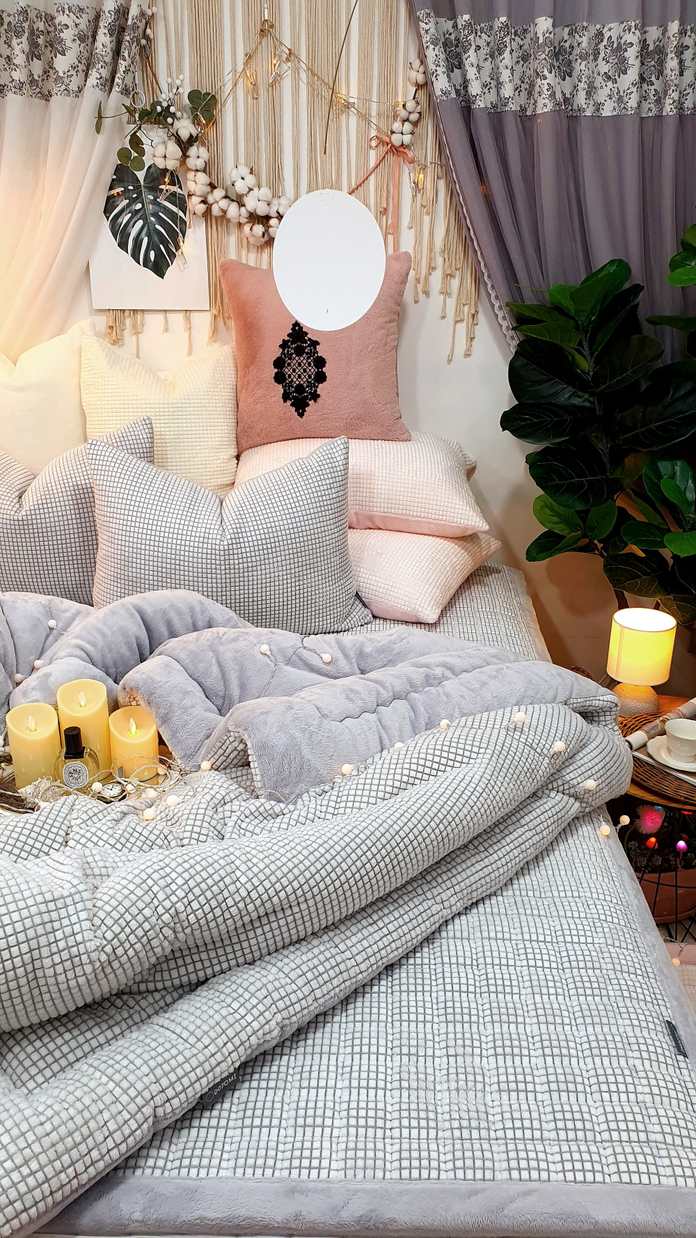 와플 알러지케어 겨울 극세사 이불 침대패드