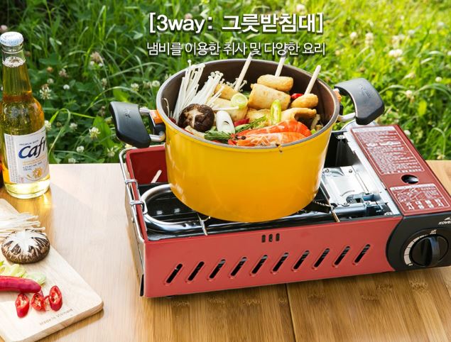 코베아 구이바다 L 레드+석쇠그릴+레디션 하드가방 풀세트 버너 부르스타