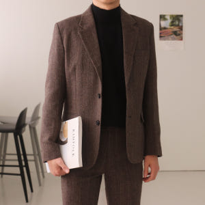 남자셋업수트 남자겨울자켓 블레이저 정장마이 헤링본자켓 착용 후기 | 사이즈/핏 총정리 - 상품 이미지 1