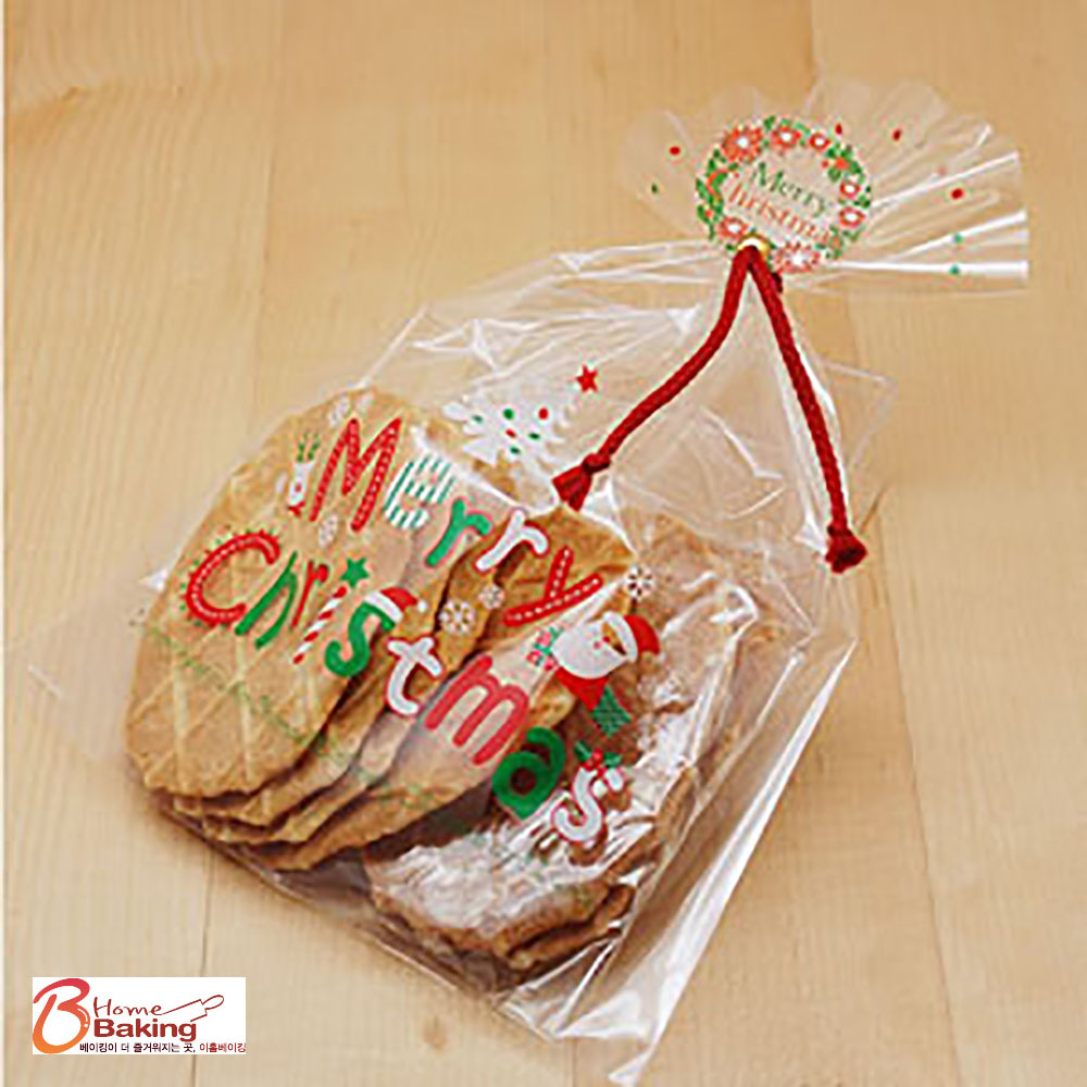 OPP비닐 투명 특대 크리스마스 글씨 10장 투명 선물포장지 쿠키 빵 구디백 선물봉투
