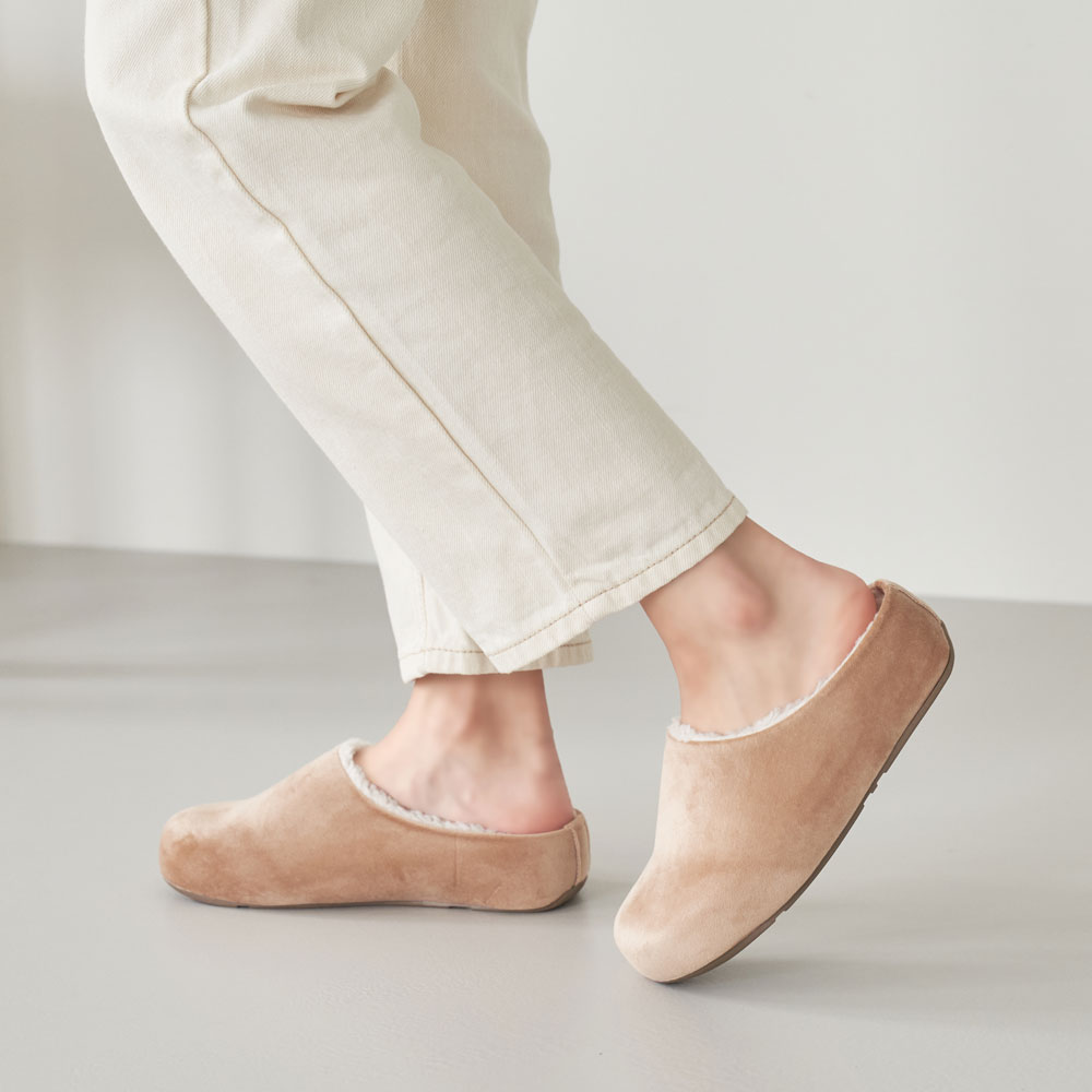 여성용 깔끔한 데일리 퍼안감 초경량 겨울 털슬리퍼 사무실 실내화