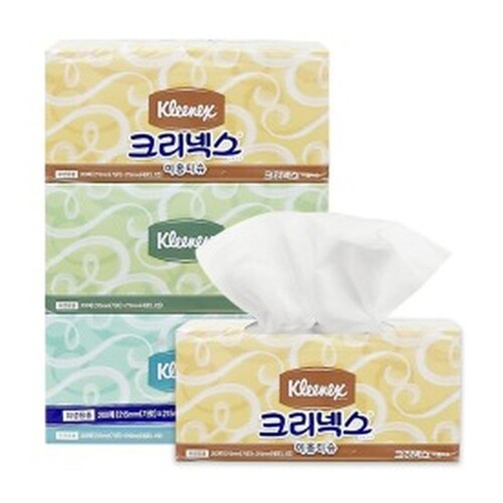유한킴벌리 4600161 크리넥스 미용 티슈 2겹 200매 18각 1박스 페이셜 각티슈 화장지 휴지 - 상세 이미지 2