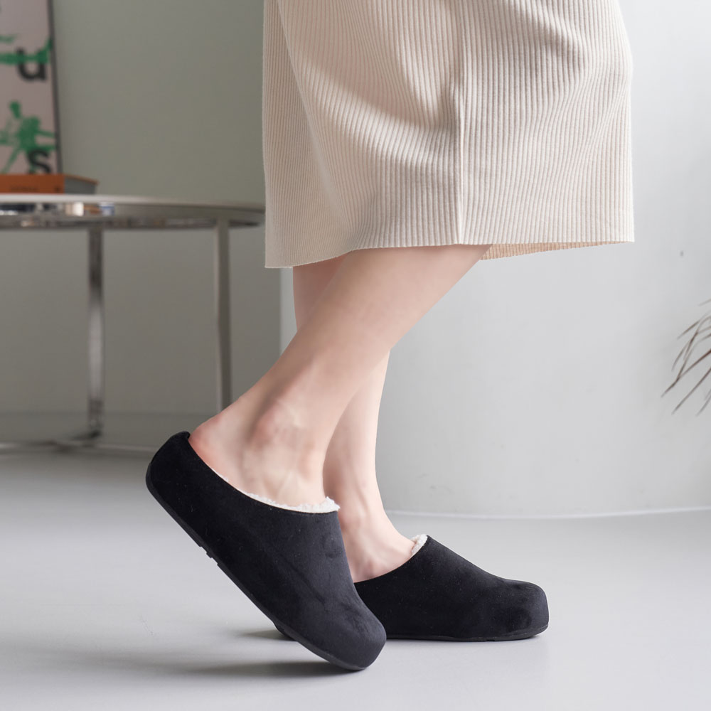 여성용 깔끔한 데일리 퍼안감 초경량 겨울 털슬리퍼 사무실 실내화