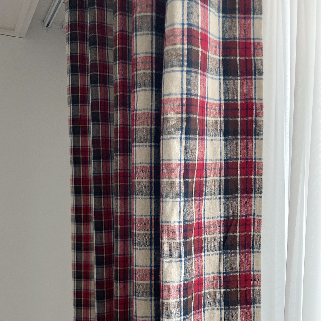 바이아미 윈터 기모 겨울 체크커튼 방한 방풍 아이방 커튼