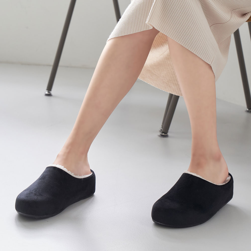 여성용 깔끔한 데일리 퍼안감 초경량 겨울 털슬리퍼 사무실 실내화