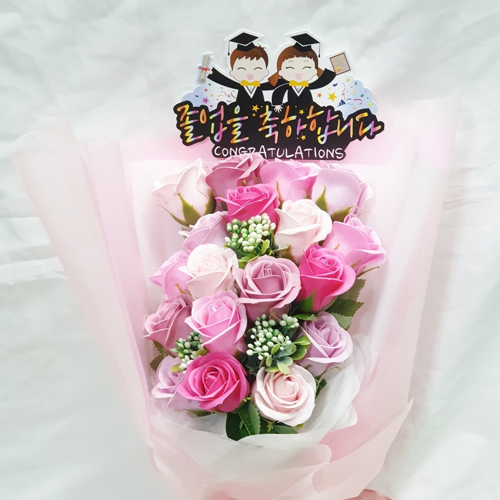 졸업식꽃다발 졸업 학사모 축하 비누꽃다발 꽃선물 - 상세 이미지 4