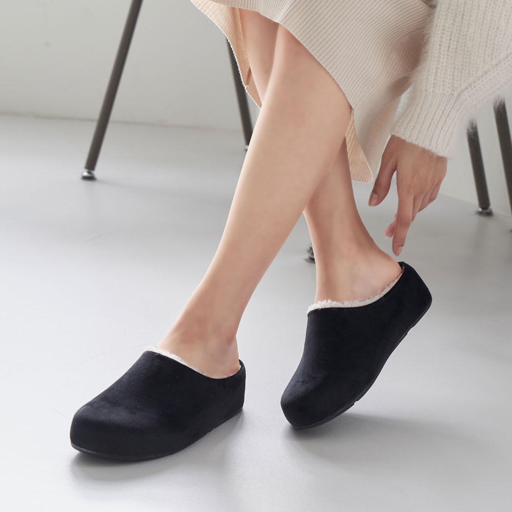 여성용 깔끔한 데일리 퍼안감 초경량 겨울 털슬리퍼 사무실 실내화