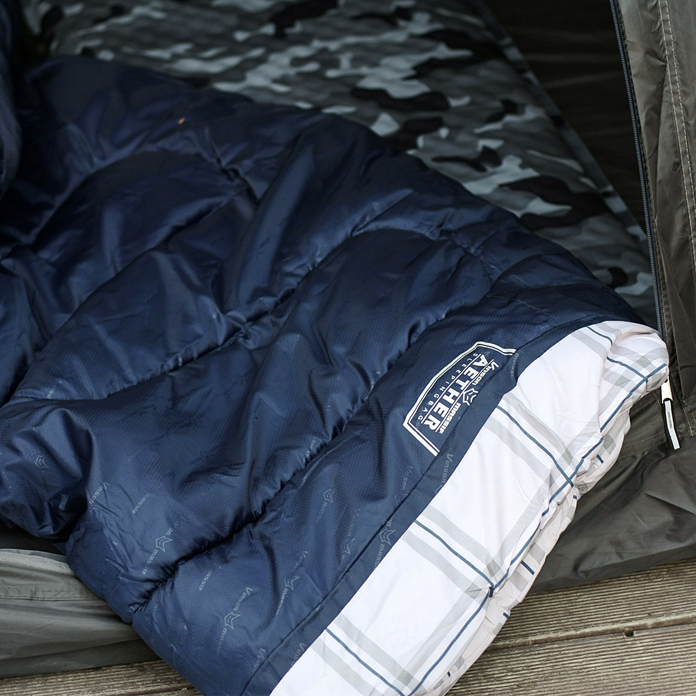 빈슨메시프 아이테르 침낭 캠핑장박 차박 겨울 동계 캠핑침낭 2000g, 블루블랙