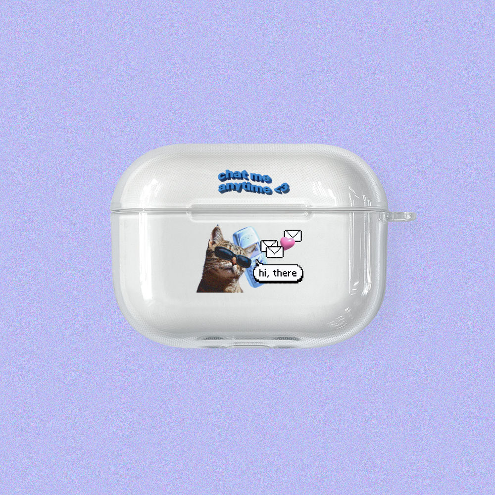 에어팟프로2세대 케이스 투명 레트로 채팅캣