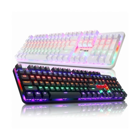 COX CK420 교체축 레인보우 LED 게이밍 기계식 키보드 (화이트, 적축)