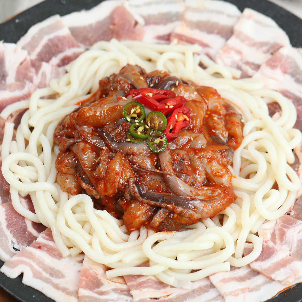 셰프애찬  쭈꾸미 볶음 500g+삼겹살250g+우동사리 - 상세 이미지 5