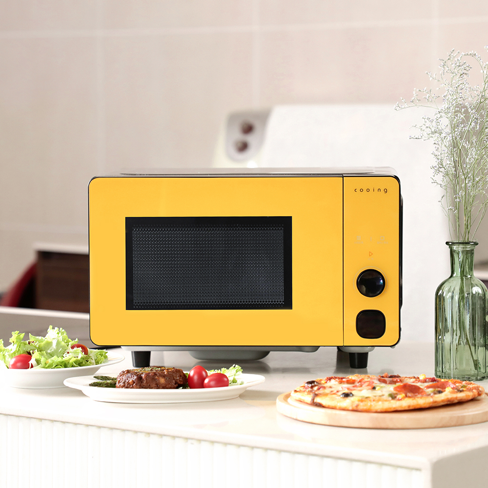 쿠잉 프리즘 플랫전자렌지 전자랜지 무회전 미니 소형 옐로우(MC-P20YBF)