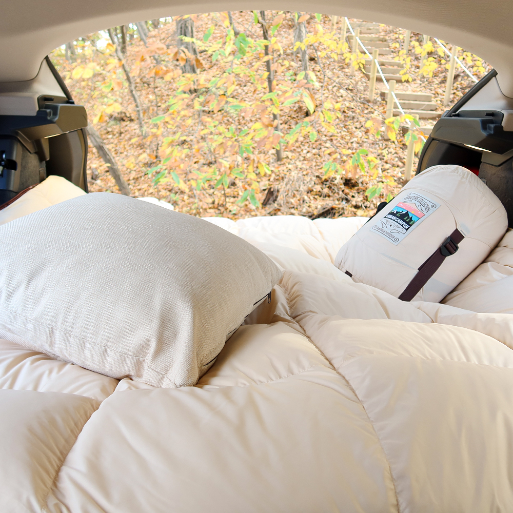 어반캠퍼 다우니페더 덕다운 침낭 차박 백패킹 캠핑침낭 오리털 충전재 1500g, 스노우그레이