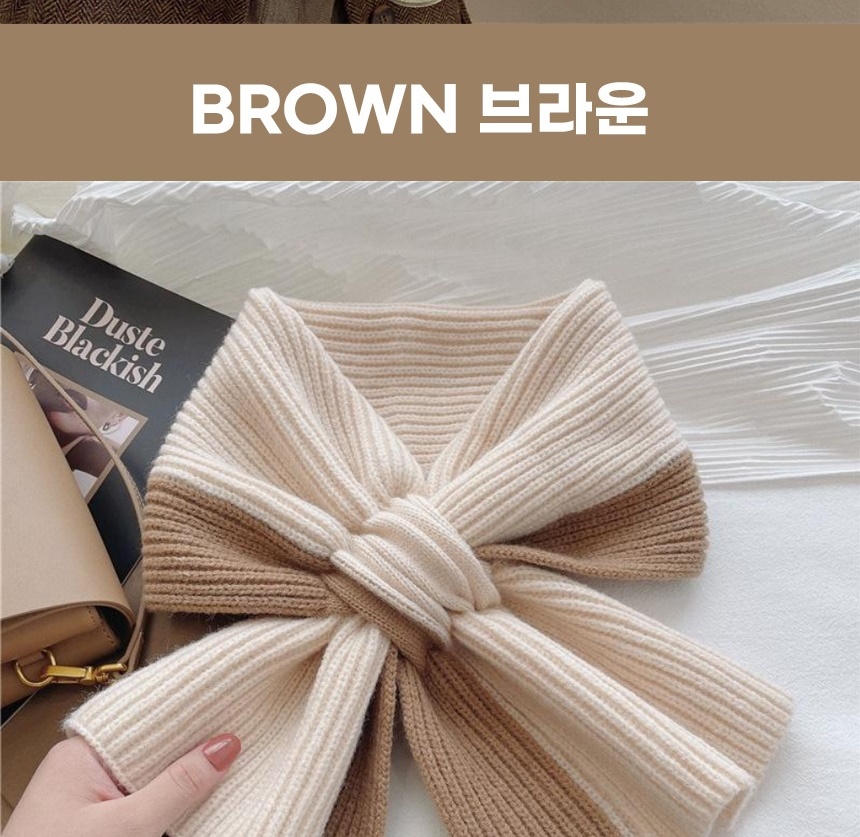 니트 미니 쁘띠 숏 짧은 끼움 너음 목도리 간편한 머플러 남자 여자 공용 - 상세 이미지 3