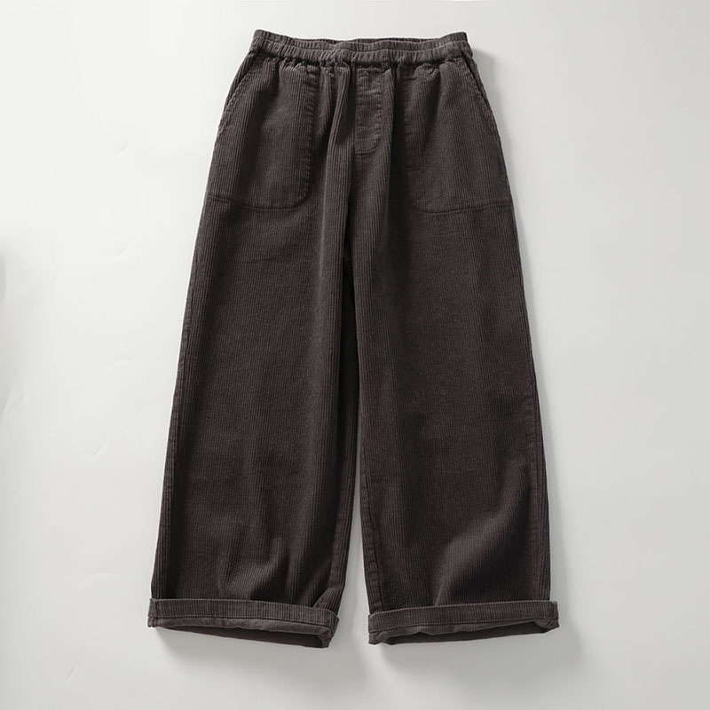 하마마스 골덴바지 9부 코듀로이 밴딩 와이드핏 - 상세 이미지 2