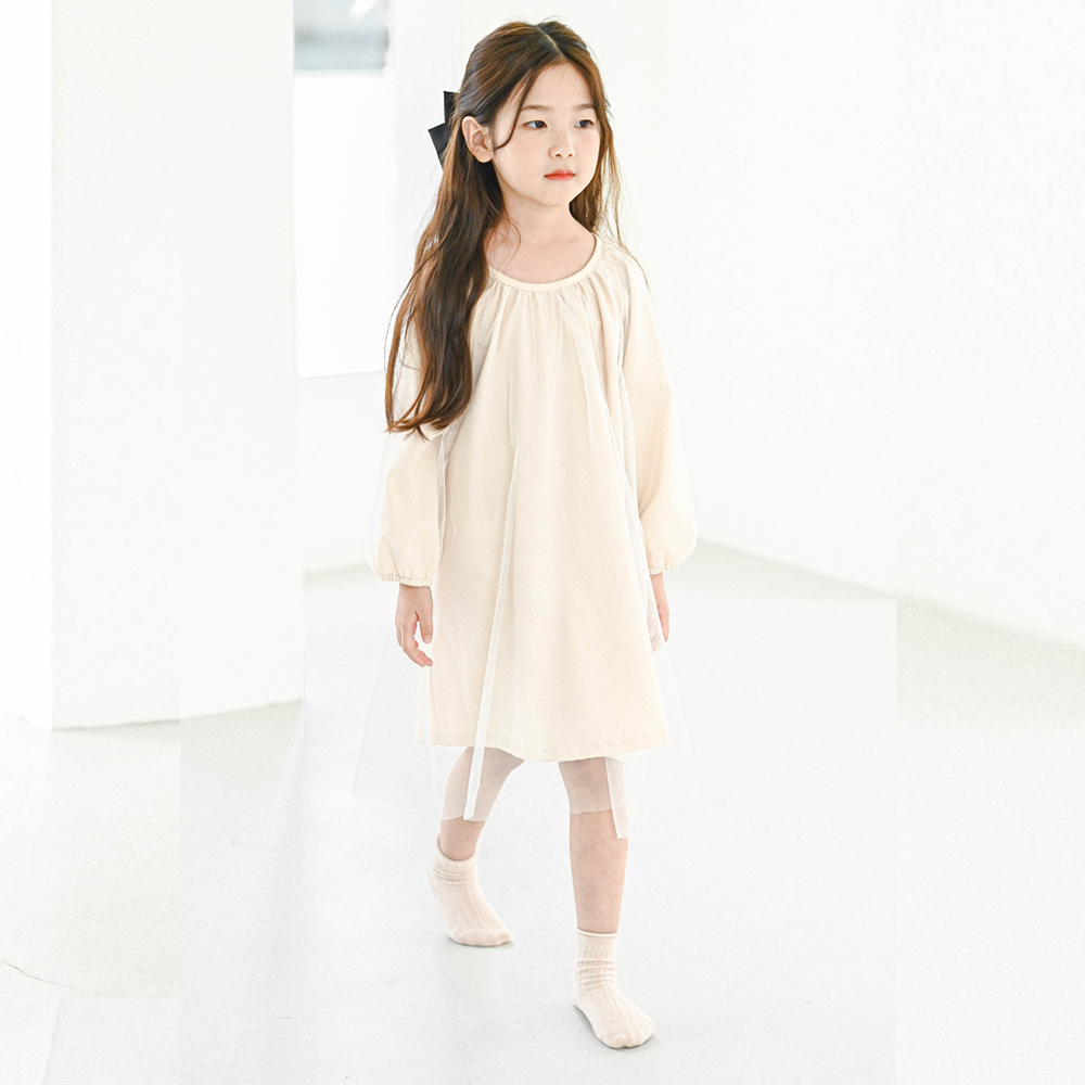 멜로우 샤 원피스 여아 아동 아이보리 기본 보통핏 면 봄 가을 튜튜 유니크 - 상세 이미지 2