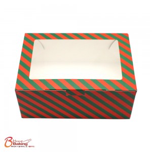 투톤스트라이프원터치창문상자 크리스마스 성탄절 선물 상자 투명창상자 쿠키 포장박스