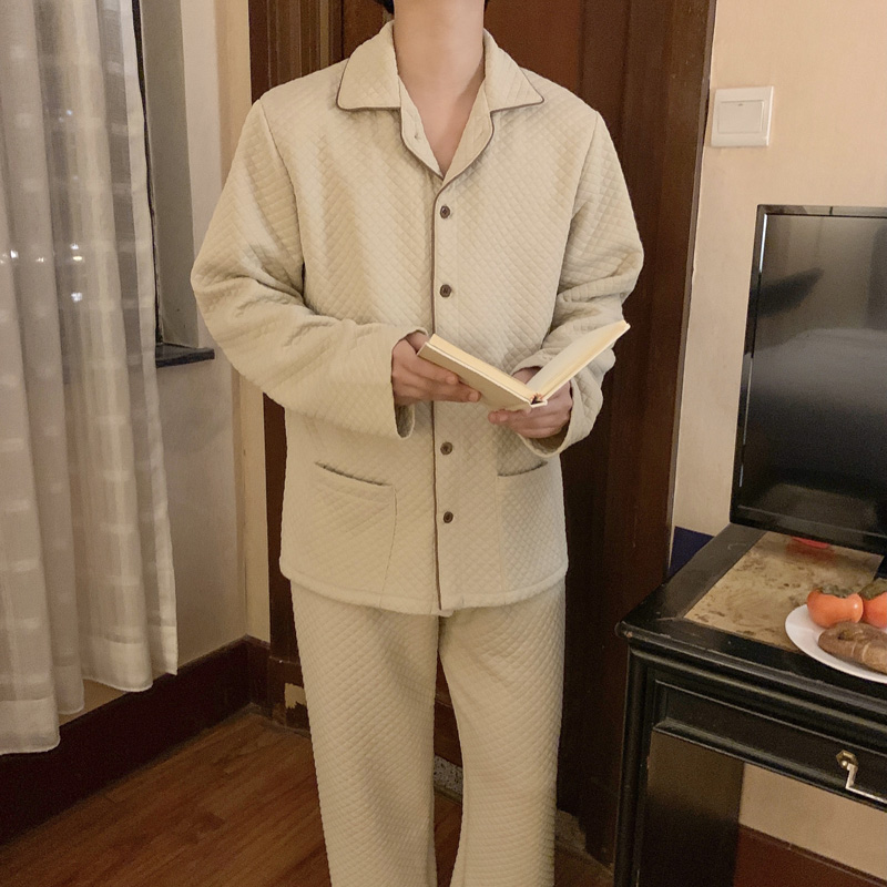 심플 누빔 기모 순면 겨울 커플 잠옷 세트 상세 이미지 28