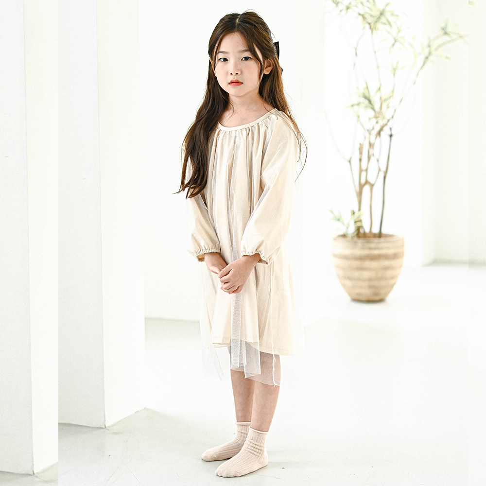 멜로우 샤 원피스 여아 아동 아이보리 기본 보통핏 면 봄 가을 튜튜 유니크 - 상세 이미지 5
