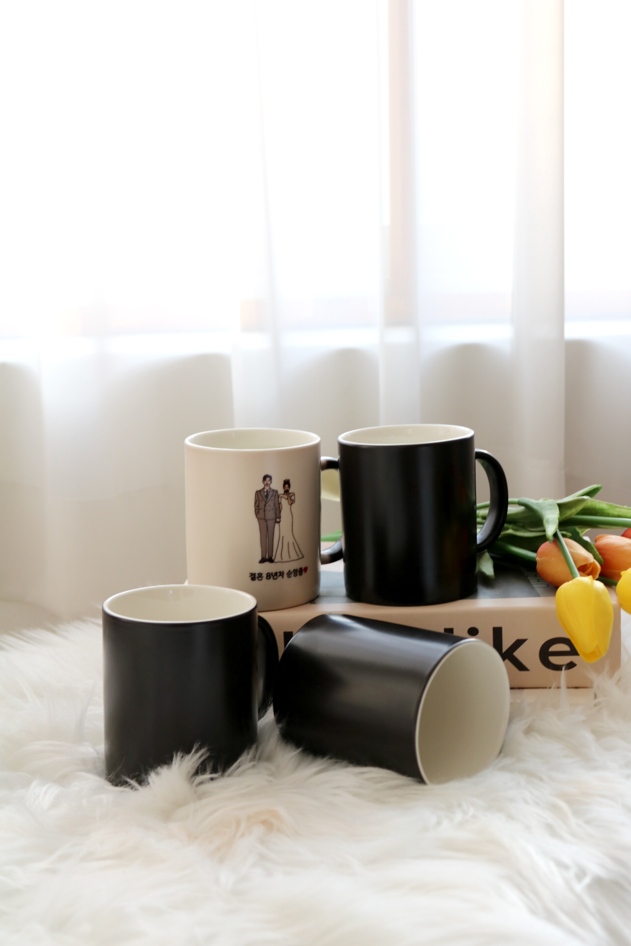 변색매직머그컵 포토 결혼 기념일 남자 여자친구 부모님 생일 디자인머그컵A (연인) 선물