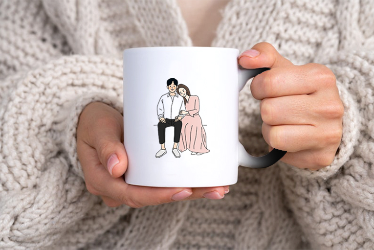 변색매직머그컵 포토 결혼 기념일 남자 여자친구 부모님 생일 디자인머그컵A (연인) 선물