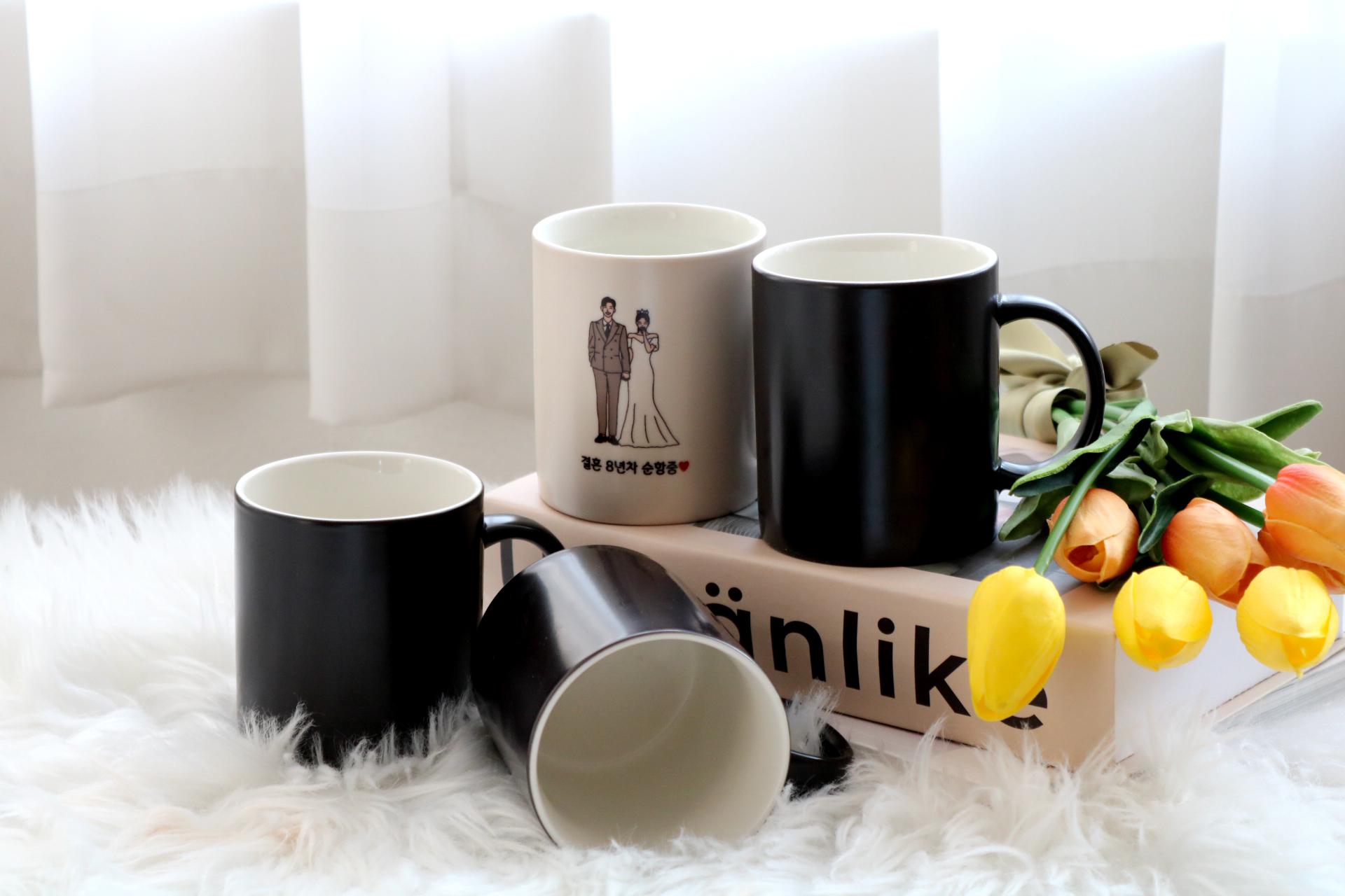 변색매직머그컵 포토 결혼 기념일 남자 여자친구 부모님 생일 디자인머그컵A (연인) 선물