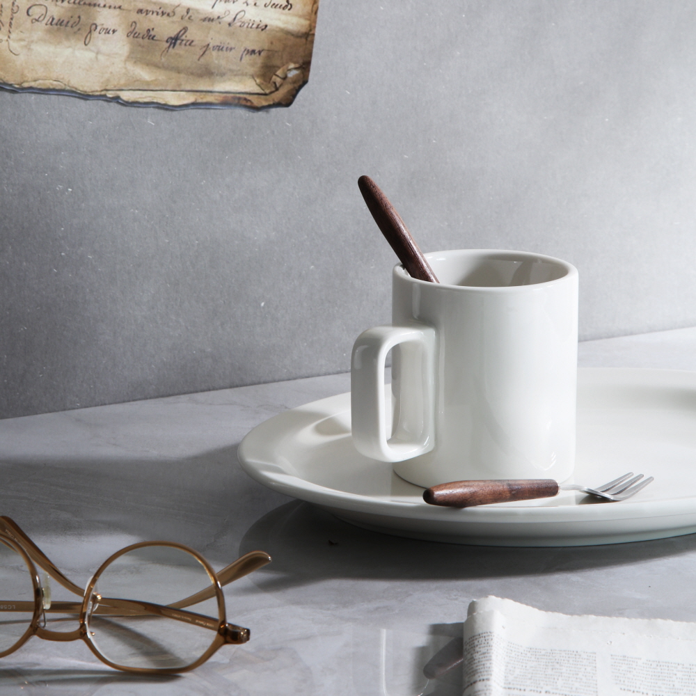 시라쿠스 뉴욕 레트로 빈티지 카페 브런치 머그컵 / 320ml, 일자 머그