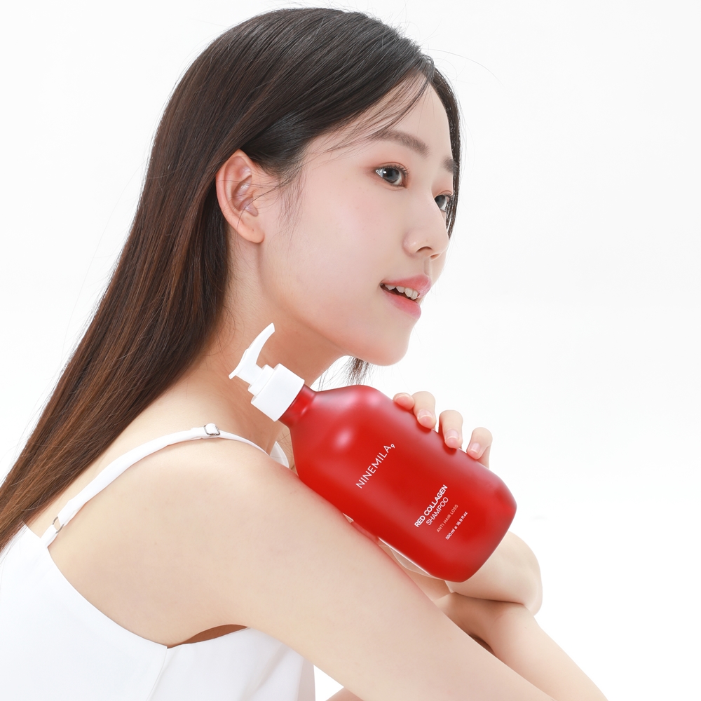 나인밀라 레드콜라겐 손상모발용 탈모샴푸 본품 (+ 리필 추가선택) 그린로즈향, 500ml, 1개 - 상세 이미지 5