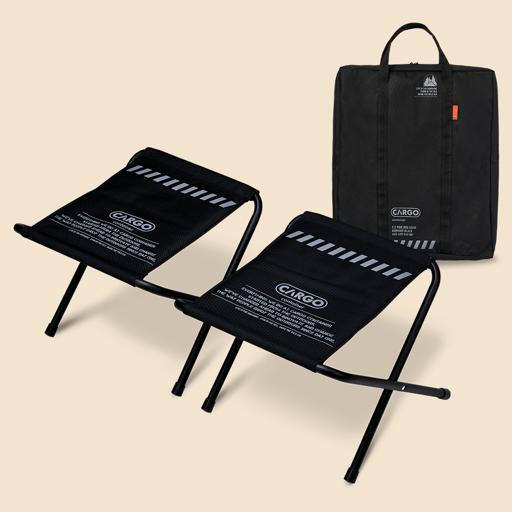 카고컨테이너 와이드 비비큐 폴딩 체어 1+1 미드나잇블랙