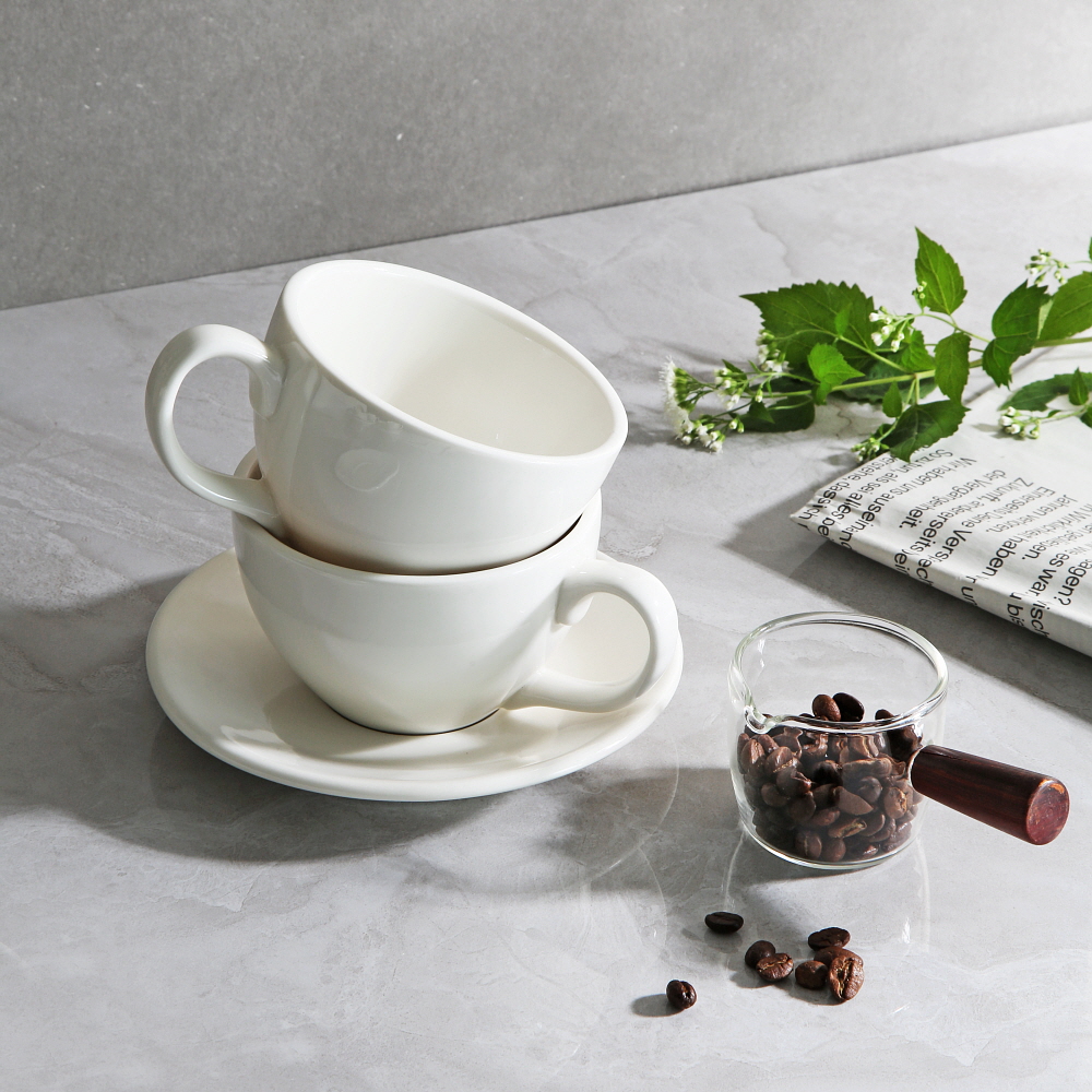 시라쿠스 뉴욕 레트로 빈티지 도자기 디저트 카페 브런치 / 카페라떼잔세트 320ml