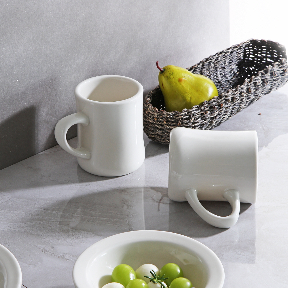 시라쿠스 뉴욕 레트로 빈티지 카페 브런치 머그컵 / 400ml, 오목 머그