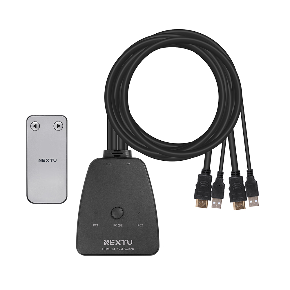 4K 2:1 KVM스위치 USB 케이블일체형 (무선 리모컨)6902KSW - 상품 이미지