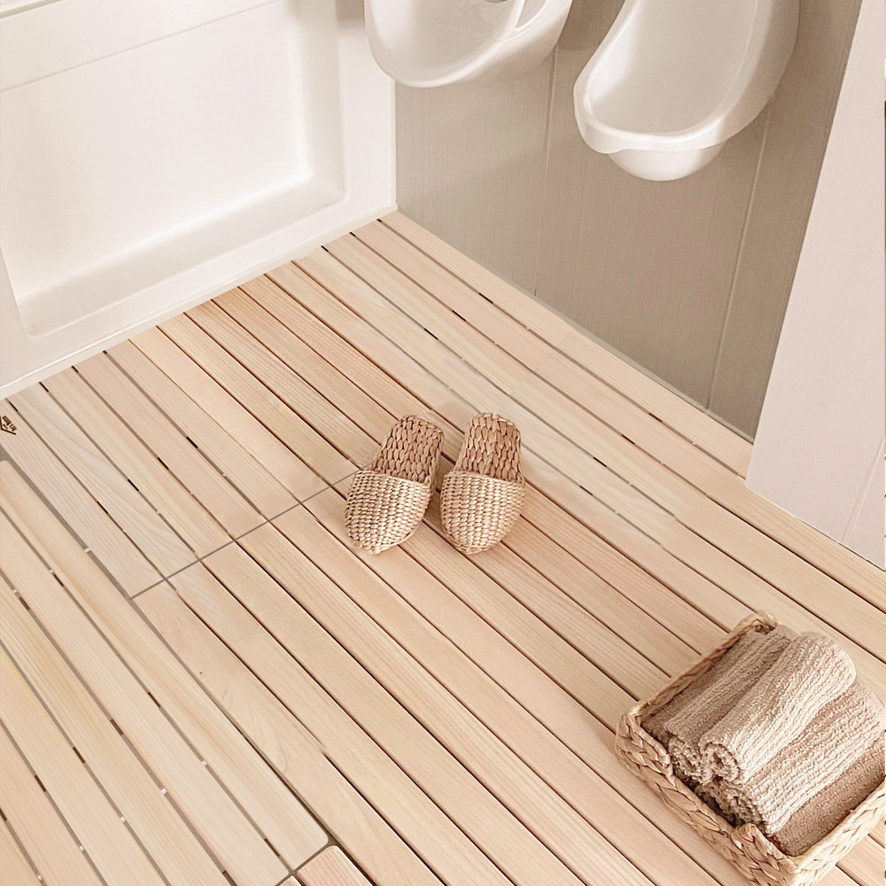 편백나무 건식화장실 욕실매트 미끄럼방지 다용도실 발판 홈형 소형 특대형