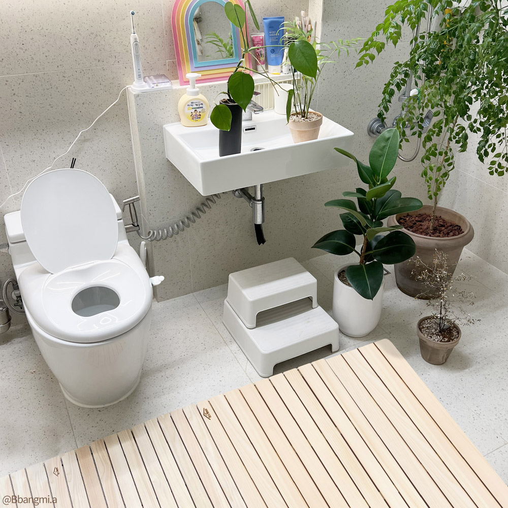 편백나무 건식화장실 욕실매트 미끄럼방지 다용도실 발판 홈형 소형 특대형