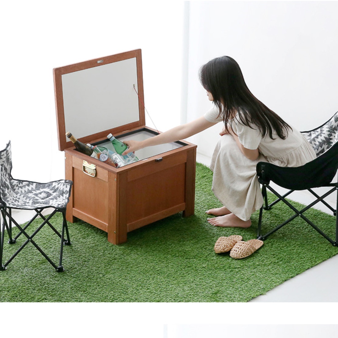 빈티지 원목 캠핑용아이스박스 테이블 대형 대용량 업소용 영업용 - 상세 이미지 4