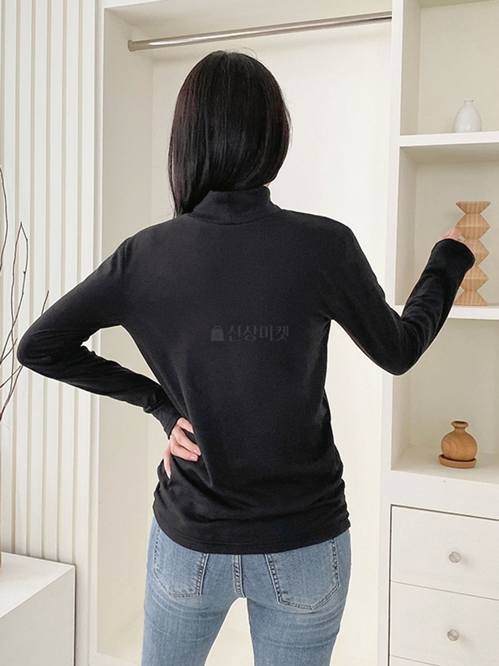 기모 반목폴라티 이너티 터틀넥 여성 겨울 기본 무지 레이어드 긴팔 티셔츠 - 상세 이미지 5