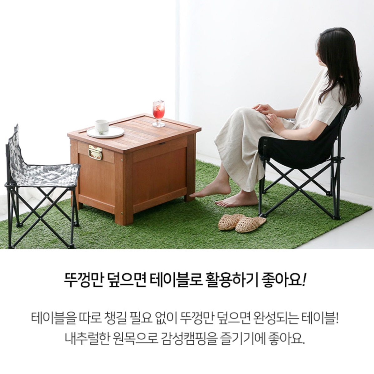 빈티지 원목 캠핑용아이스박스 테이블 대형 대용량 업소용 영업용 - 상세 이미지 3