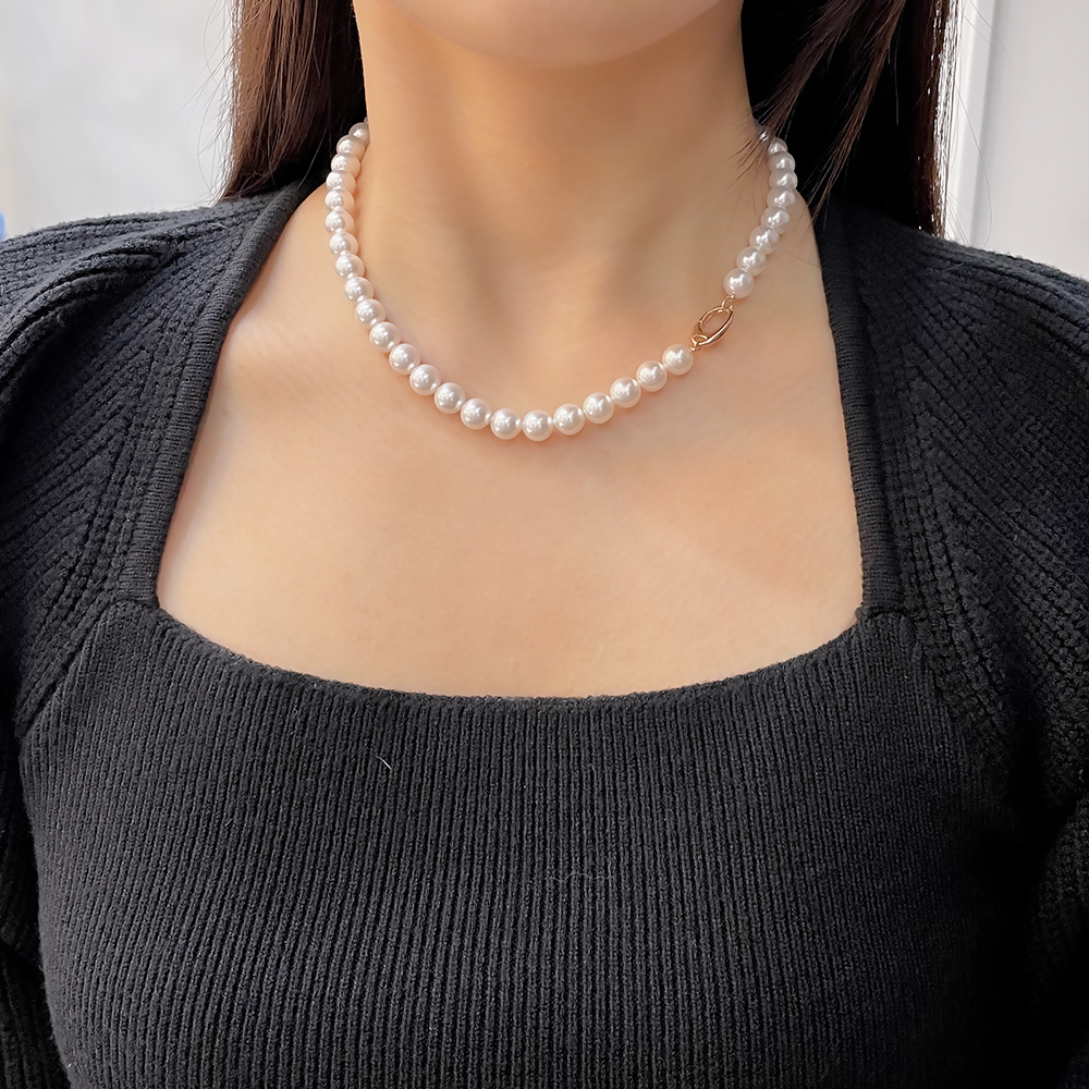 14k 8mm 스왈 진주 비드 클러치 목걸이 OPPN0178 - 상품 이미지