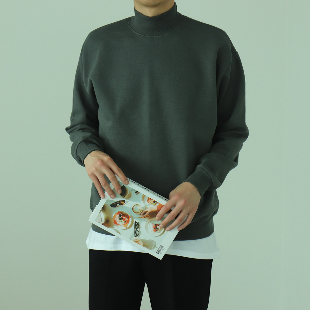 1+1 남자기모맨투맨 모크넥 폴라티 남성맨투맨