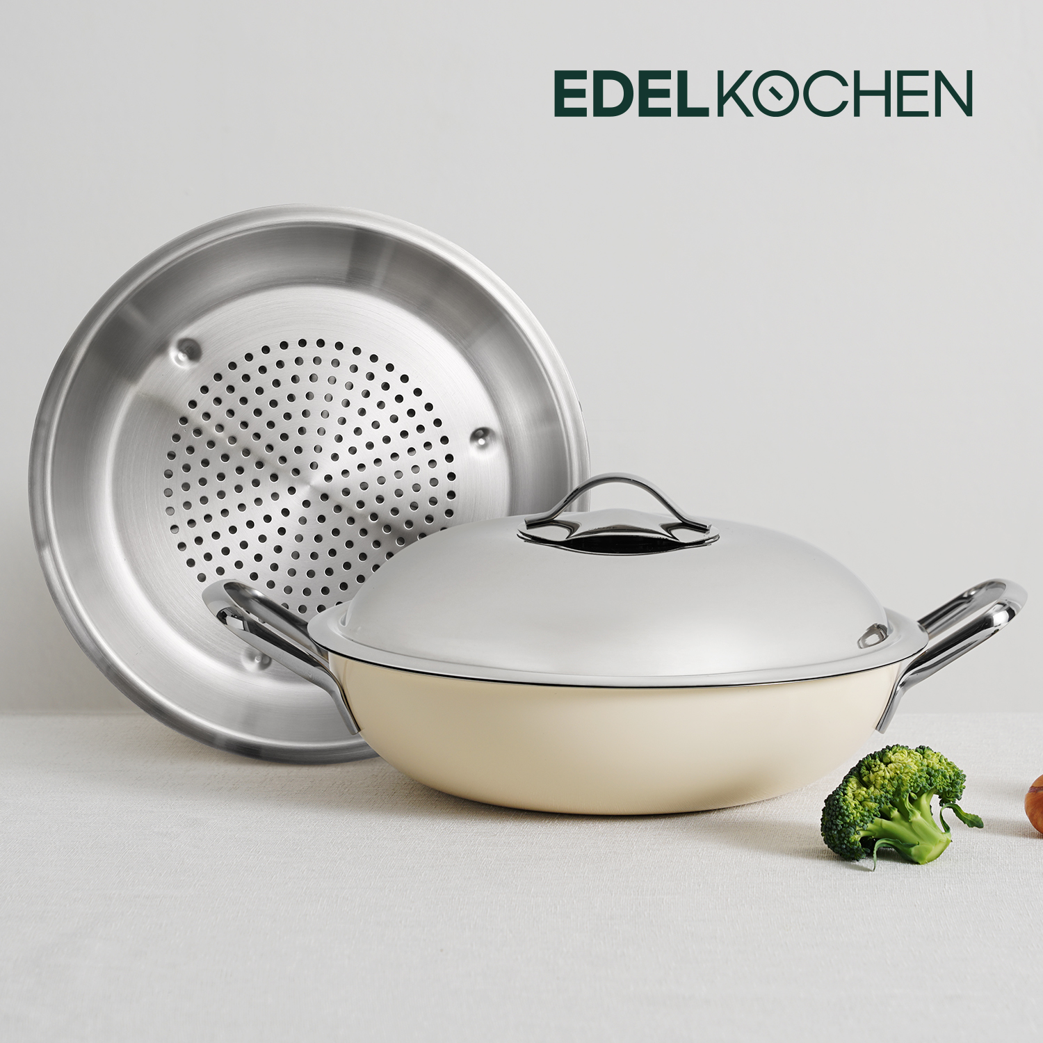에델코첸 클래식L 스텐 찜기+파티웍 28cm 찜냄비 찜솥 - 상품 이미지