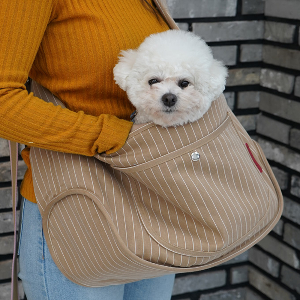 개과천선 강아지 슬링백 이동가방 애견 이동장 산책가방 산책 가방 쿠션포함 카츠 브라운 - 상세 이미지 2